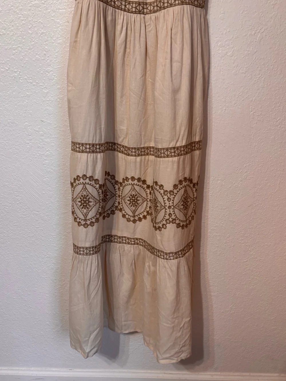 Nation AK Outfits Embroidered Boho Sleeveless Maxi Dress Large